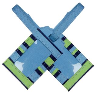 Content & Calm Traveller Luggage Tags Blue Stripe Fabric