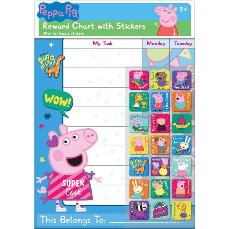 PEPPA PIG 3 reward charts with 3 stickers sheets & a pen NEW 